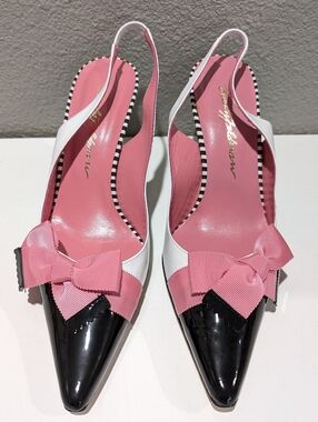 Vintage Beverly Feldman pink bow slingback heels 7.5